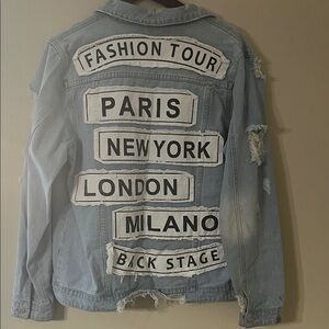 American Bazi Light Blue Jean Jacket with White Patches